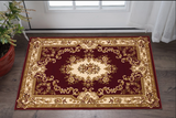 3' X 5' Red and Ivory Floral Border Area Rug