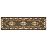 8' Green and Ivory Medallion Runner Rug