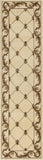 8' Ivory And Brown Floral Vines Runner Rug