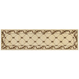 8' Ivory And Brown Floral Vines Runner Rug