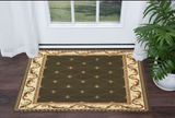 3' X 5' Dark Green And Ivory Floral Medallion Area Rug