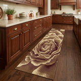 8' Ivory Brown And Red Floral Area Rug