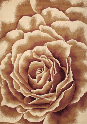 3' X 5' Ivory Brown And Red Floral Area Rug