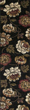 8' Black Floral Vines Runner Rug