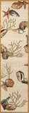 8' Beige Seashell and Coral Hand Tufted Runner Rug