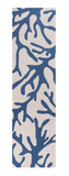 8' Ivory And Blue Runner Rug
