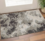 3' X 5' Silver And Black Abstract Area Rug