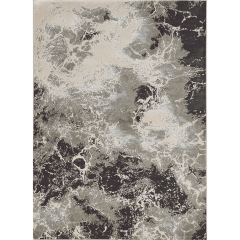 3' X 5' Silver And Black Abstract Area Rug