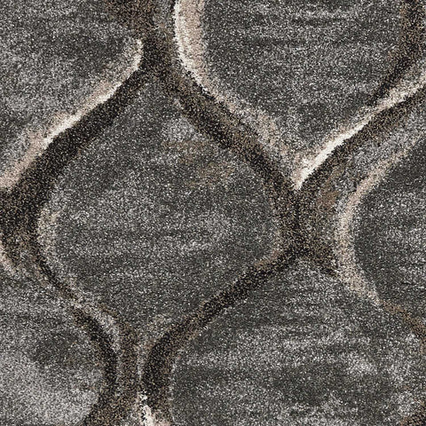 3' X 5' Charcoal And Light Gray Ogee Area Rug