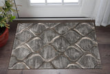 3' X 5' Charcoal And Light Gray Ogee Area Rug