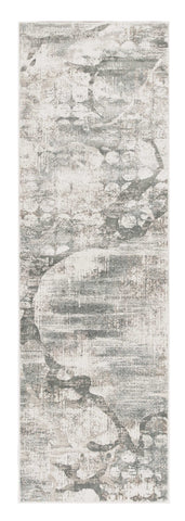 7' Ivory Abstract Runner Rug