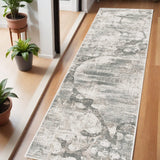 7' Ivory Abstract Runner Rug