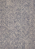 3' X 5' Blue And Beige Wool Chevron Hand Tufted Area Rug