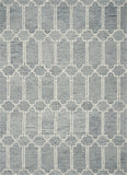 3' X 5' Slate Blue And Ivory Wool Geometric Hand Tufted Area Rug