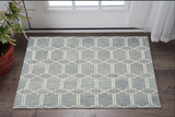3' X 5' Slate Blue And Ivory Wool Geometric Hand Tufted Area Rug