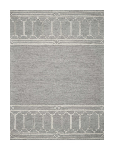 3' X 5' Gray And Ivory Wool Geometric Hand Tufted Area Rug