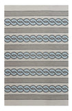 3' X 5' Ivory Light Blue And Gray Geometric Hand Hooked Worn/Fade Area Rug