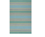 3' X 5' Blue Striped Handmade Indoor Outdoor Area Rug