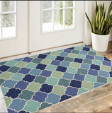 3' X 5' Blue Purple And Aqua Quatrefoil Hand Tufted Area Rug