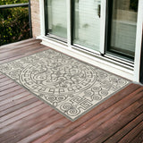3' X 5' Gray And Ivory Moroccan Indoor Outdoor Area Rug