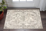 3' X 5' Gray And Tan Floral Distressed Area Rug