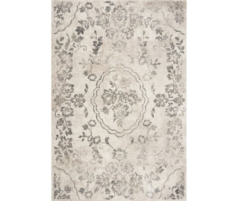 3' X 5' Gray And Tan Floral Distressed Area Rug