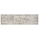 7' Ivory And Gray Floral Medallion Distressed Runner Rug