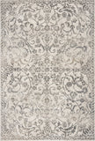 3' X 5' Ivory And Brown Floral Medallion Distressed Area Rug