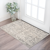 3' X 5' Ivory And Brown Floral Medallion Distressed Area Rug