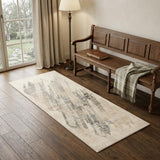 7' Gray and Ivory Abstract Runner Rug