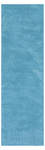 8' Blue Hand Woven Runner Rug