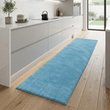 8' Blue Hand Woven Runner Rug