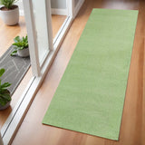 7' Green Hand Woven Runner Rug