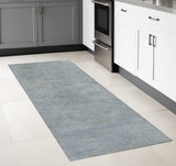 8' Blue Shag Hand Woven Runner Rug