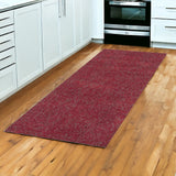 8' Red Shag Hand Woven Runner Rug