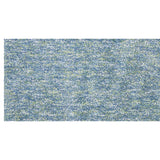 8' Blue And White Abstract Shag Hand Woven Runner Rug
