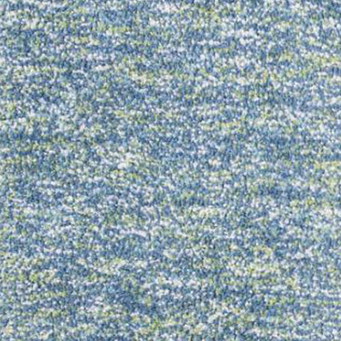8' Blue And White Abstract Shag Hand Woven Runner Rug