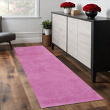 8' Hot Pink Shag Hand Woven Runner Rug