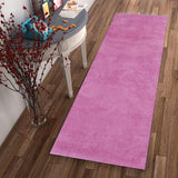 8' Hot Pink Shag Hand Woven Runner Rug