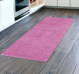 8' Hot Pink Shag Hand Woven Runner Rug