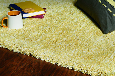 3' X 5' Yellow Shag Hand Woven Area Rug