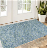 3' X 5' Blue And White Shag Hand Woven Area Rug