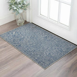 3' X 5' Indigo And Ivory Abstract Hand Woven Area Rug