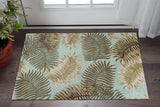 3' X 4' Aqua And Brown Wool Botanical Leaves Hand Tufted Area Rug