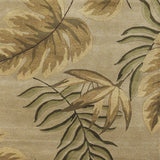 2' X 4' Sand And Beige Wool Botanical Leaves Hand Tufted Area Rug