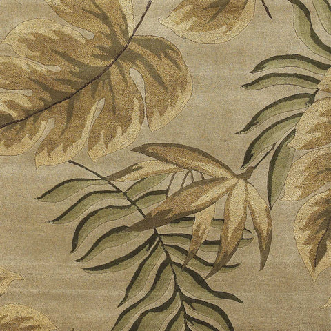 2' X 4' Sand And Beige Wool Botanical Leaves Hand Tufted Area Rug