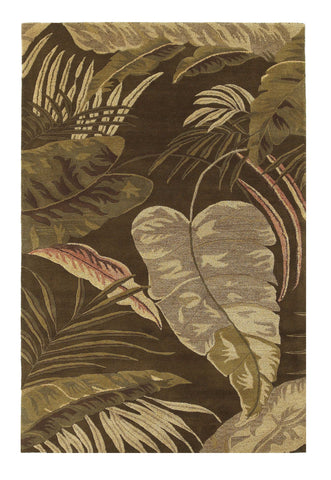 3' X 4' Brown And Beige Wool Botanical Leaves Hand Tufted Area Rug
