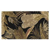 2' X 4' Black Beige And Brown Wool Botanical Leaves Hand Tufted Area Rug