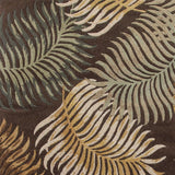 3' X 4' Espresso Beige And Green Wool Botanical Leaves Hand Tufted Area Rug