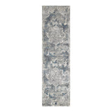 8' Ivory Floral Medallion Runner Rug